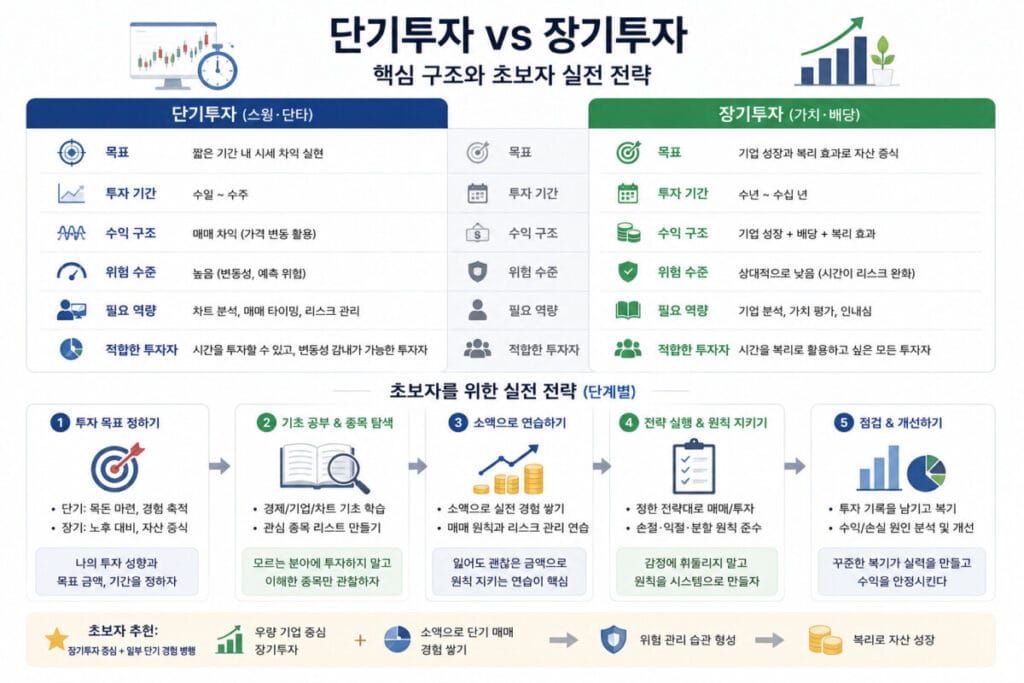 단기투자 장기투자 차이 핵심구조 인포그래픽