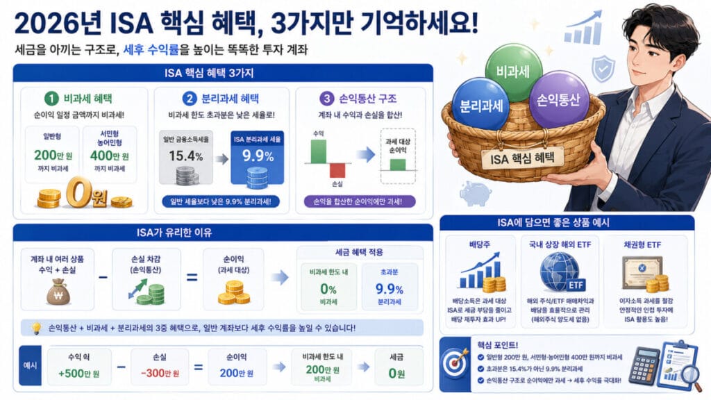 ISA 계좌 핵심 혜택 인포그래픽