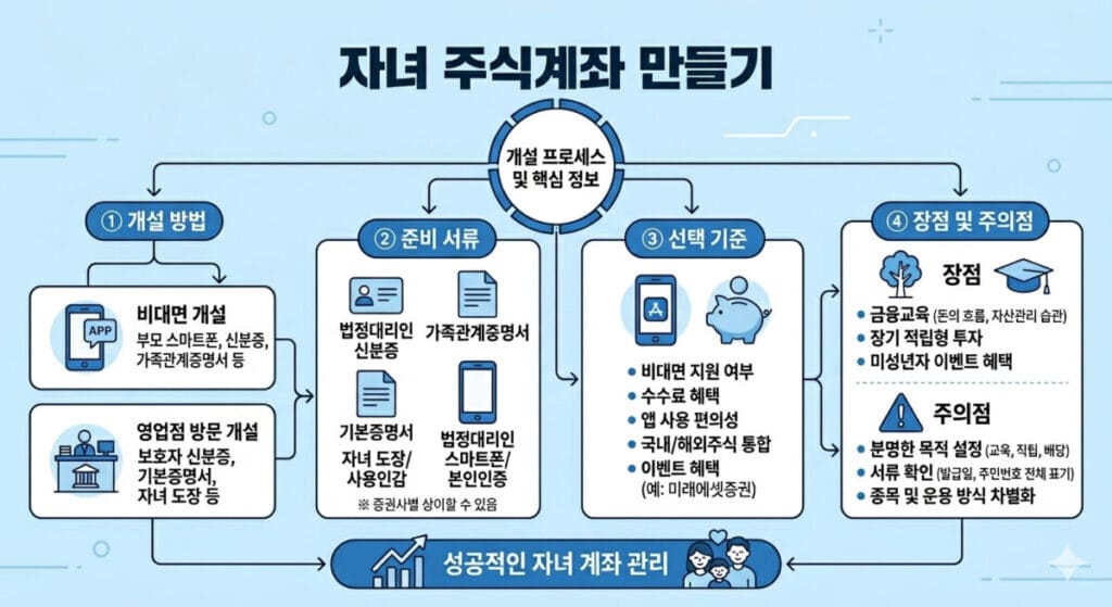 자녀 주식계좌 만들기 프로세스 다이어그램