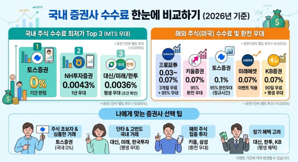 국내 증권사 수수료 비교 다이어그램