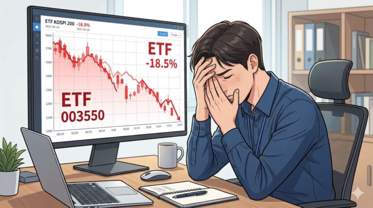 레버리지 ETF 위험성으로 하락하는 그래프 앞에 절망하는 투자자
