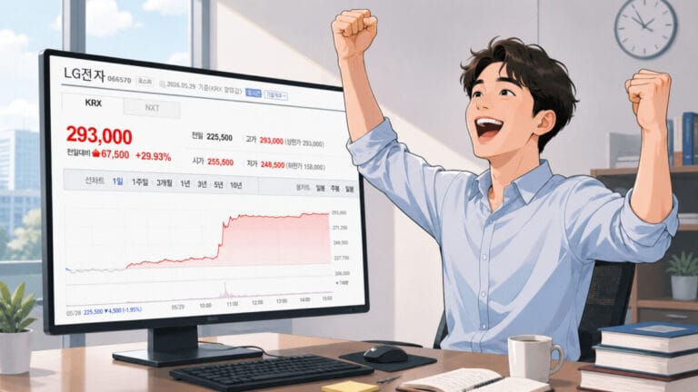 LG전자 상한가에 환호하는 남성
