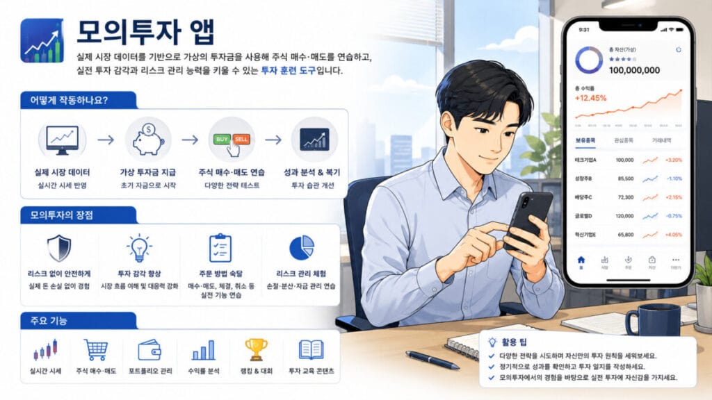 모의투자 앱 가이드 인포그래픽