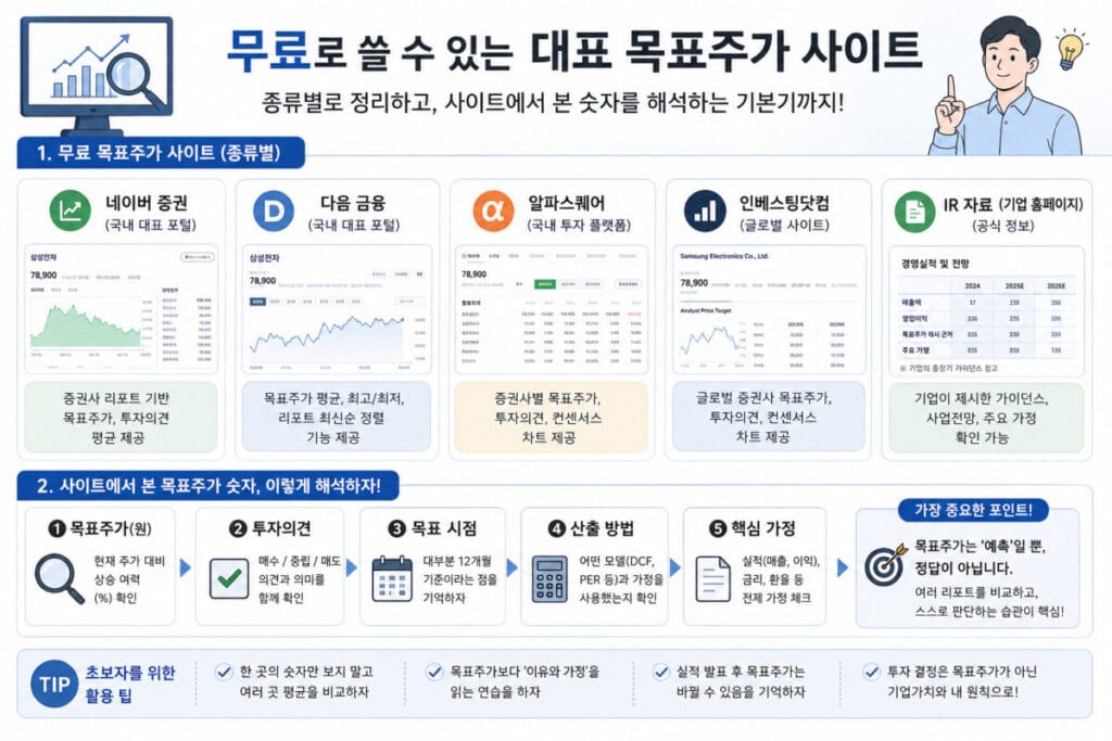 무료 목표주가 사이트 인포그래픽