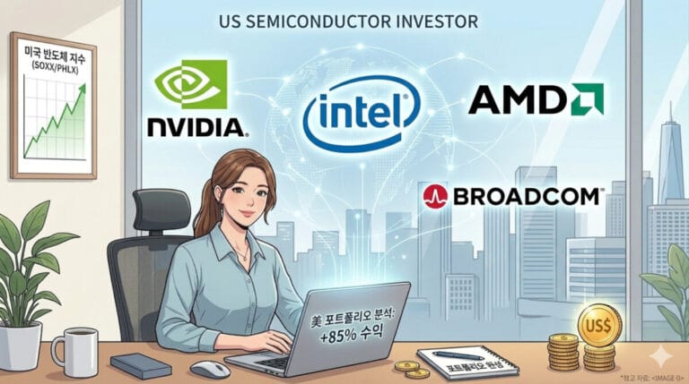 반도체 ETF 미국 기업에 투자하는 여성투자자의 모습
