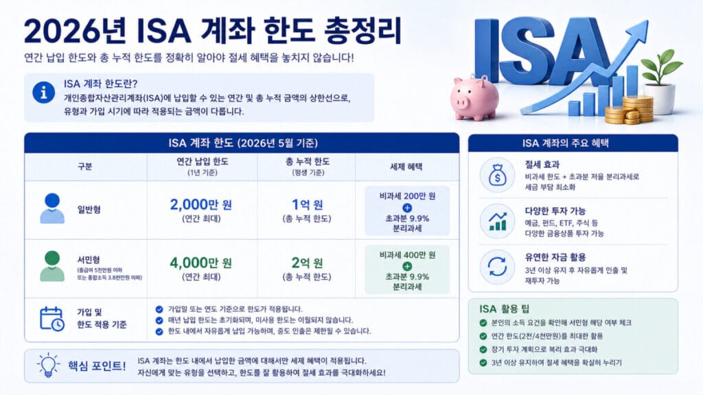ISA 계좌 한도 총정리 인포그래픽