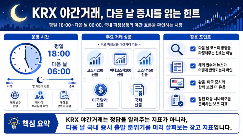야간 선물 코스피 증시를 읽는 힌트 인포그래픽