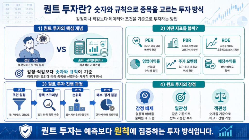 퀀트 투자 뜻과 핵심개념 인포그래픽