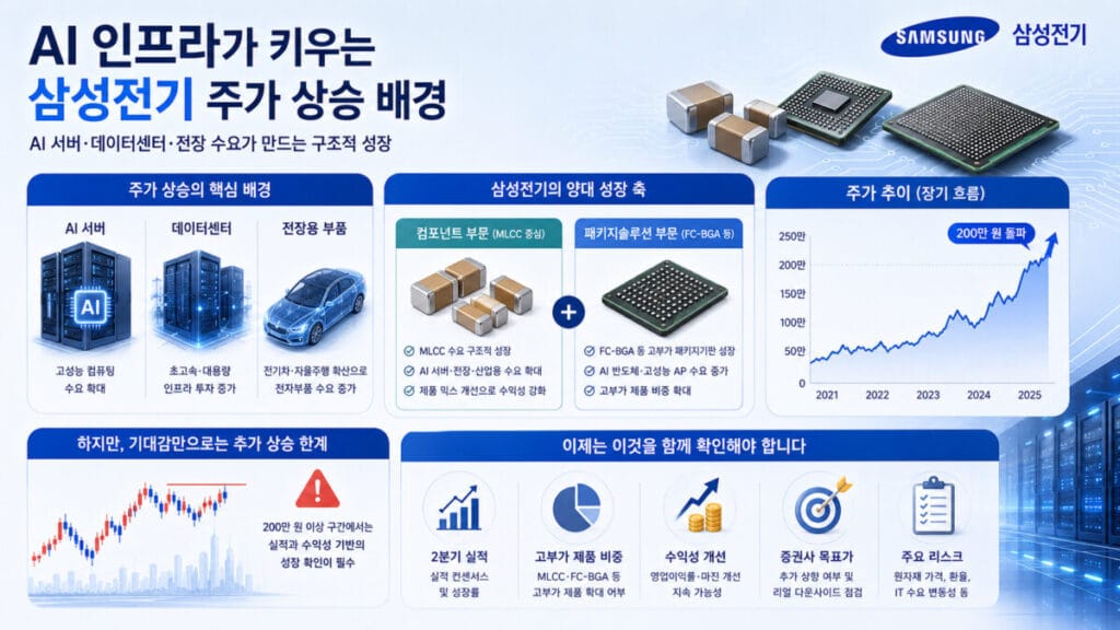 삼성전기 목표주가 상향 배경 인포그래픽