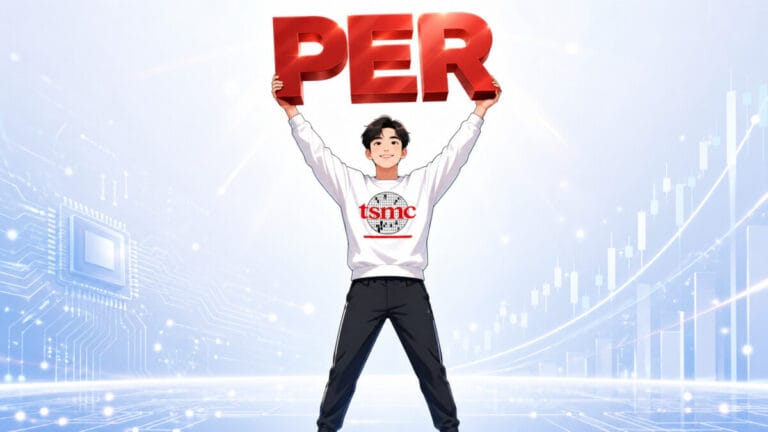 남성이 TSMC PER 텍스트를 들고 있는 모습