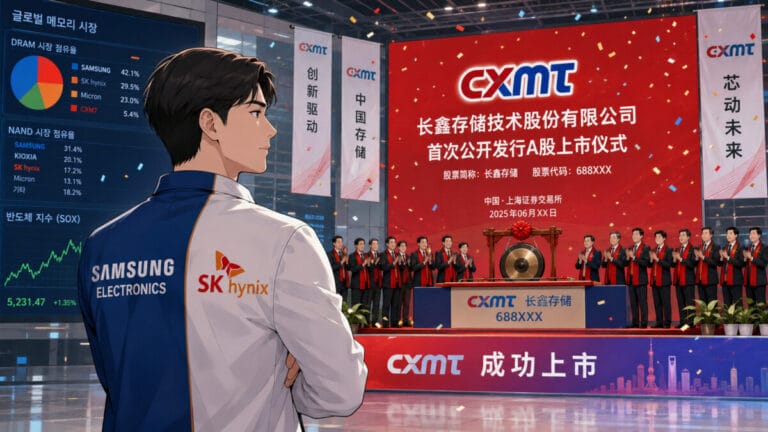 CXMT 상장 모습을 지켜보고 있는 남성