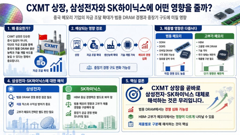CXMT 상장과 삼성전자, SK하이닉스 영향 분석 인포그래픽