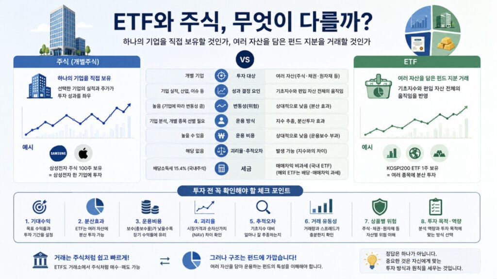 etf 주식 차이 인포그래픽