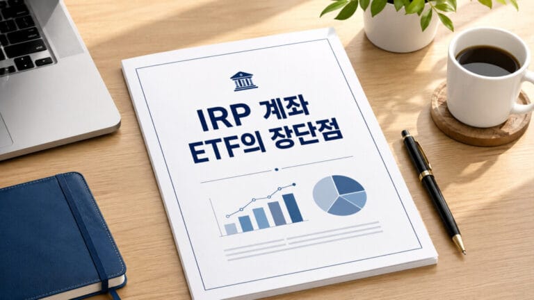 IRP 안전자산 ETF 장점 제목의 서류가 책상위에 놓여있다