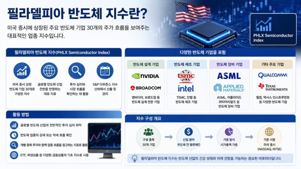 필라델피아 반도체 지수 정의 및 활용방법 인포그래픽