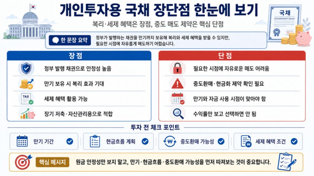 개인투자용 국채 장단점 인포그래픽