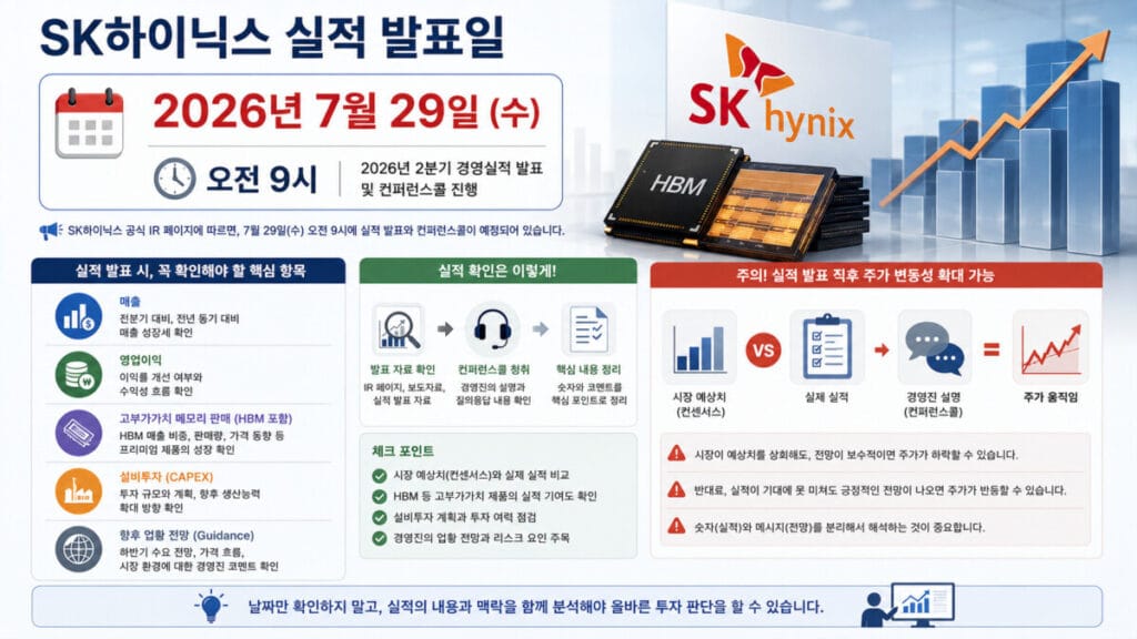 SK하이닉스 실적 발표일 핵심 요약 인포그래픽