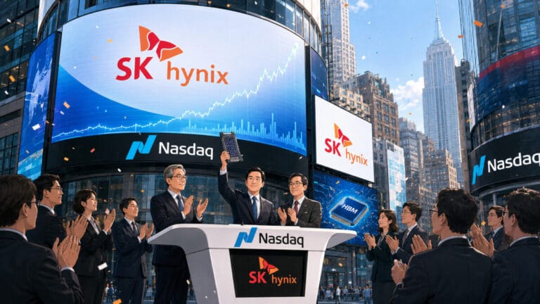 SK하이닉스 ADR 상장에 환호하는 사람들