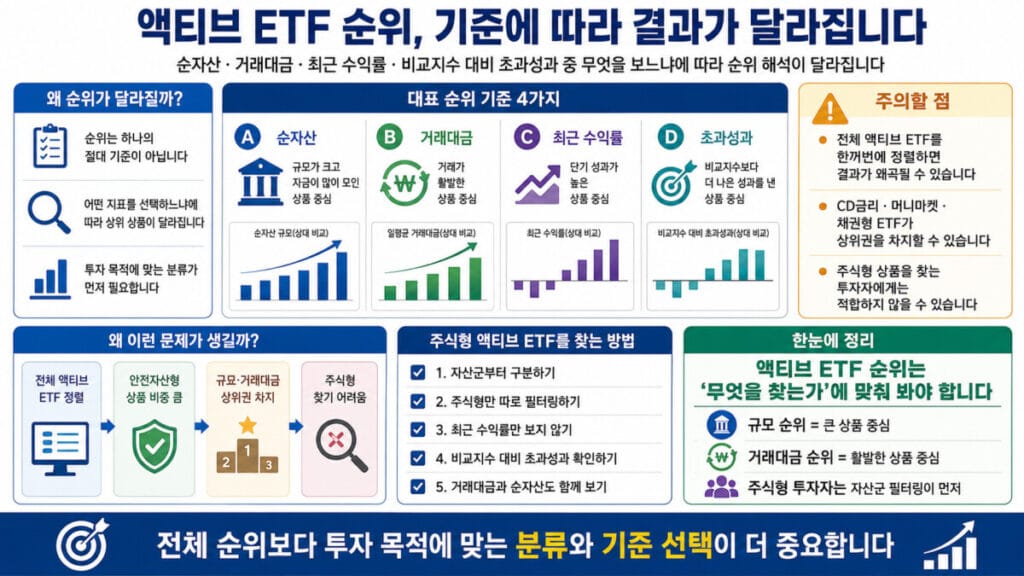 액티브 ETF 순위 기준 인포그래픽
