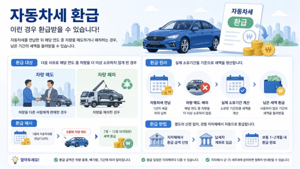 자동차세 환급 대상 및 방법 인포그래픽