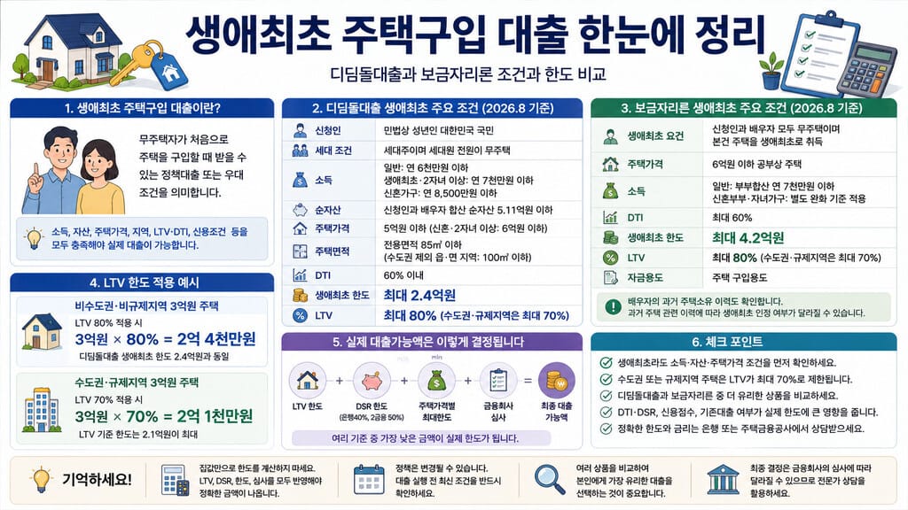 생애최초 주택구입 대출 조건 인포그래픽