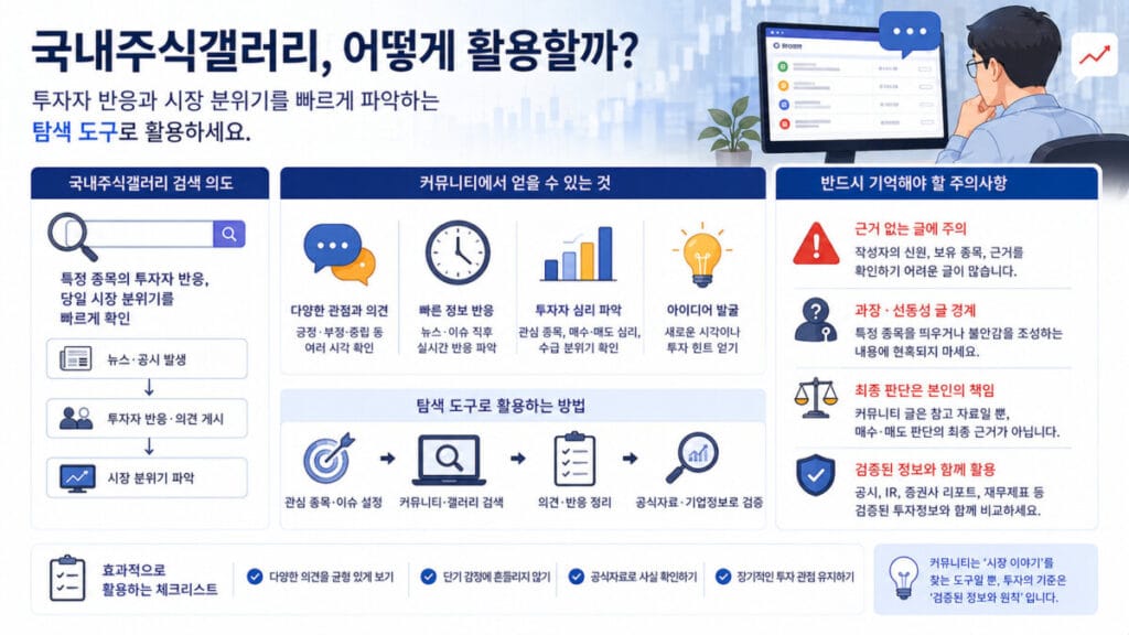 국내주식갤러리 활용방법 인포그래픽