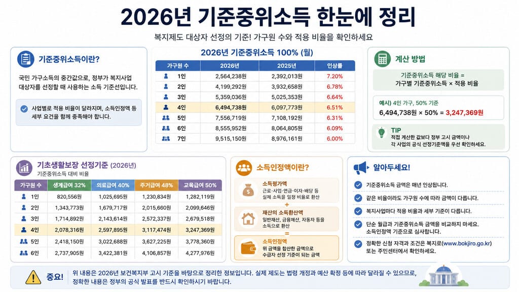 2026 기준중위소득 정리 인폭그래픽