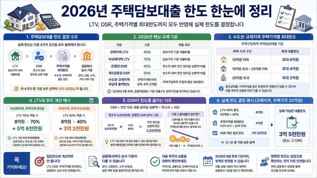 주택담보대출 한도 정리 인포그래픽