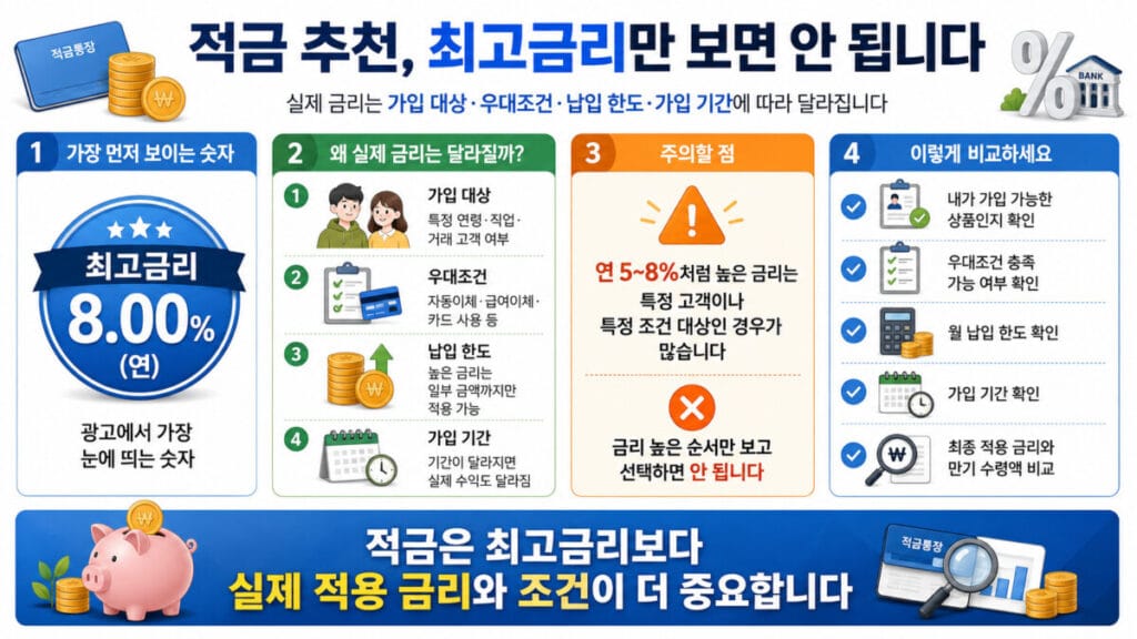 적금 추천 핵심 인포그래픽