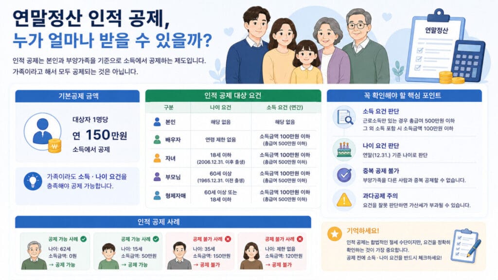 연말정산 인적 공제 인포그래픽