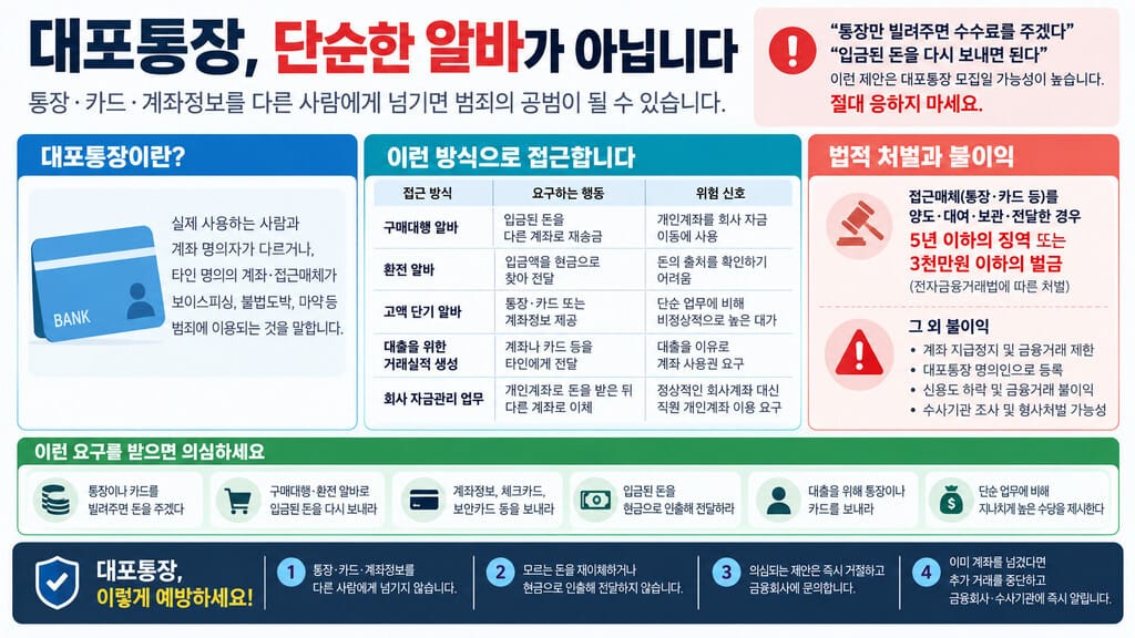 대포통장 위험성 인포그래픽