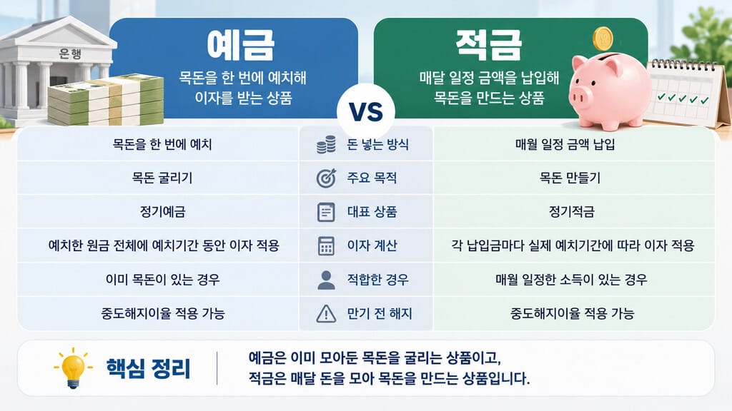 예금 적금 차이 인포그래픽