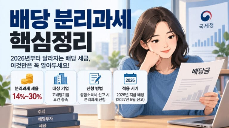 배당 분리과세 내용을 보고 있는 여성 투자자