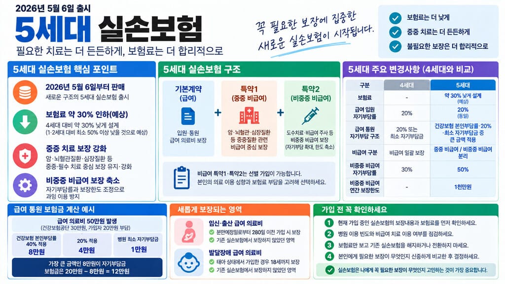 5세대 실손보험 핵심포인트 인포그래픽