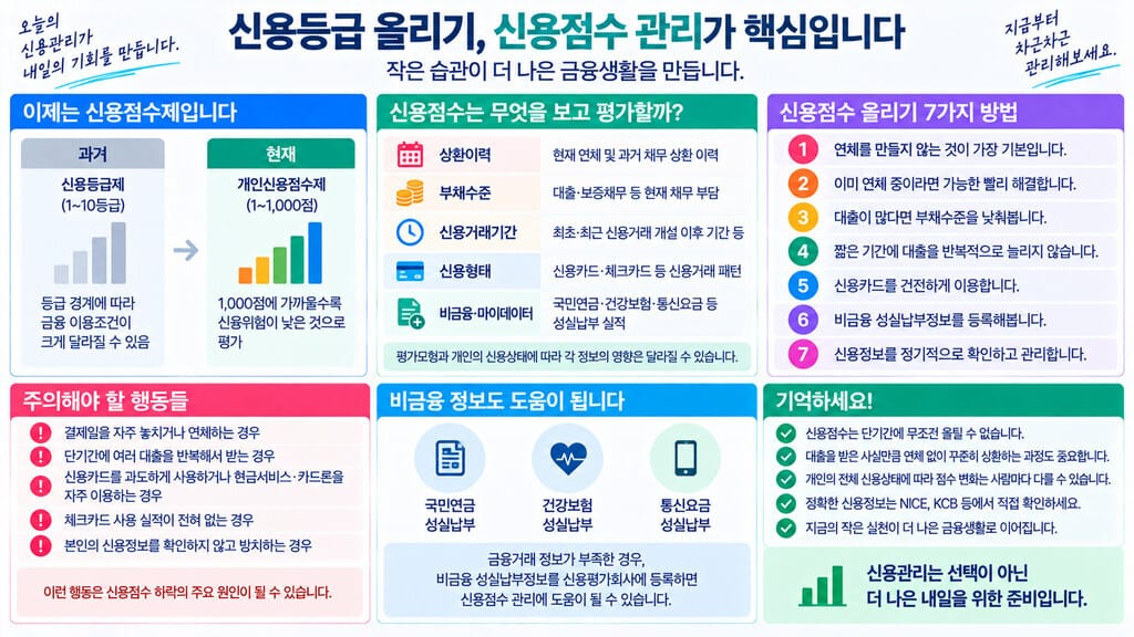 신용등급 올리기 핵심 인포그래픽