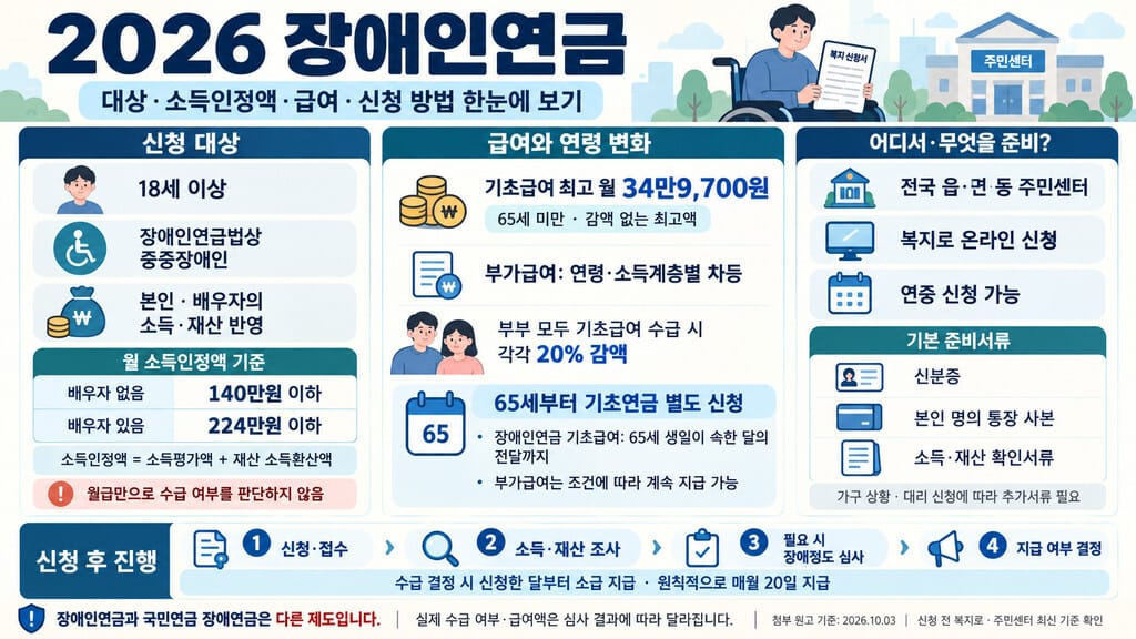 장애인연금 한눈에 보기 인포그래픽
