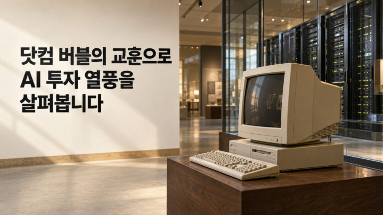 닷컴 버블을 상징하는 오래된 구형 pc 책상에 놓여있다.