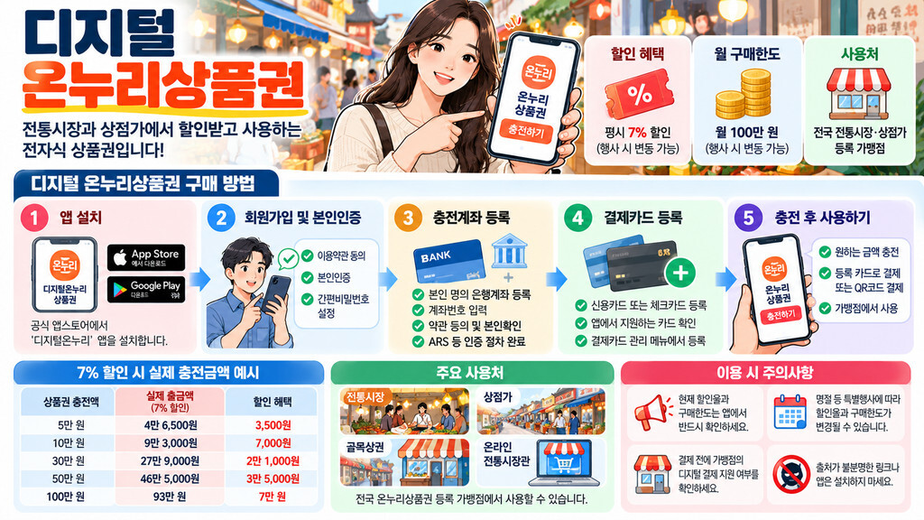 디지털 온누리상품권 구매방법 및 사용처 인포그래픽