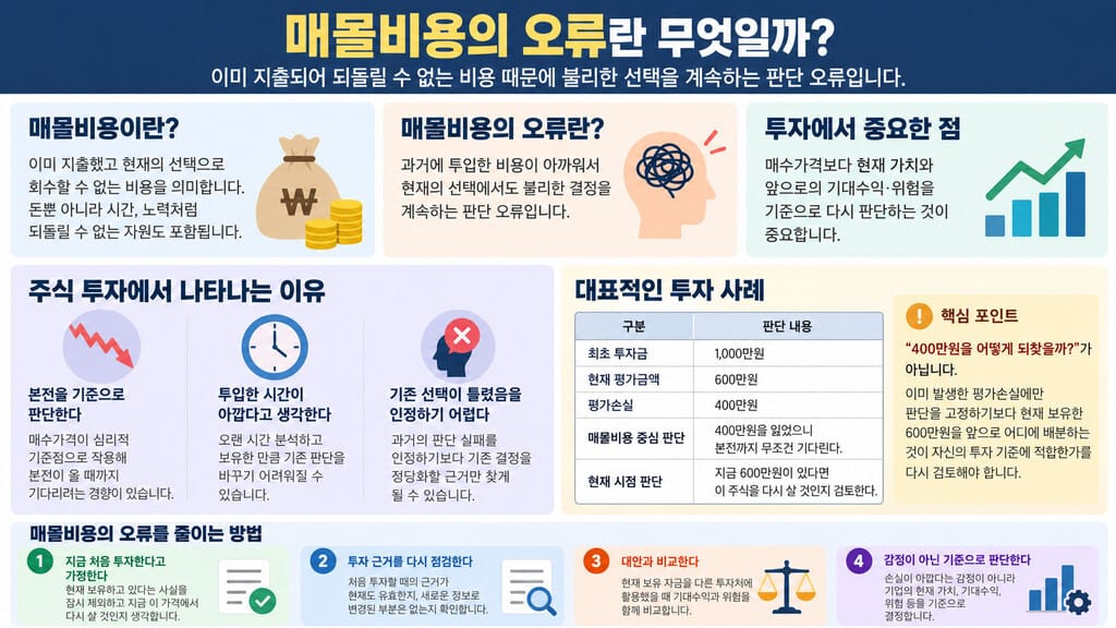 매몰비용의 오류 정의와 사례 인포그래픽