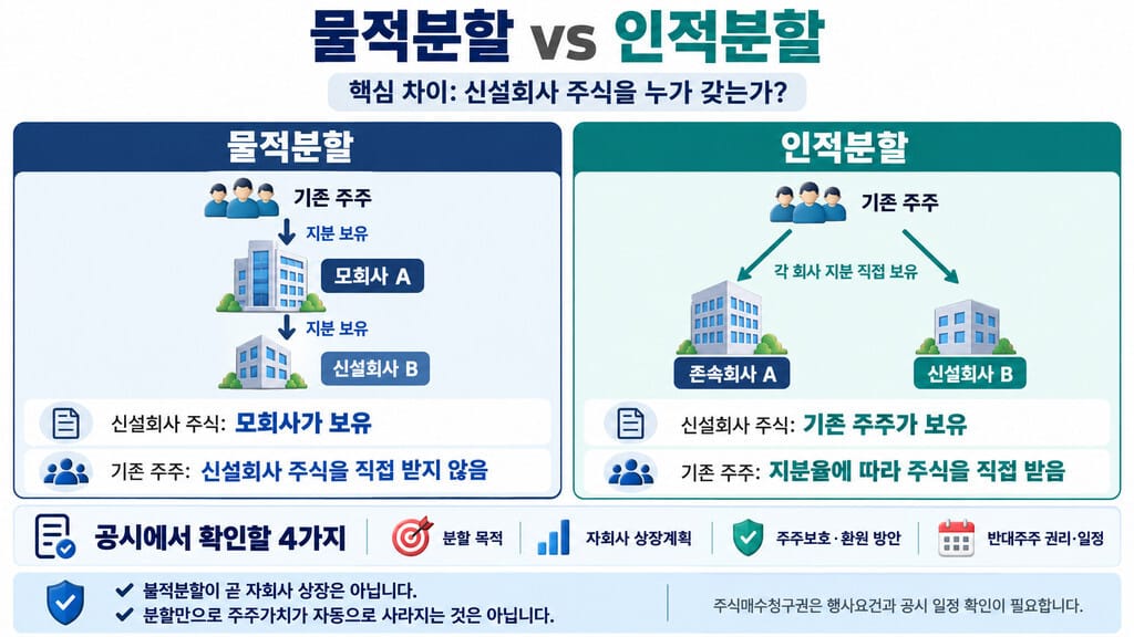 물적분할 인적분할 차이 인포그래픽
