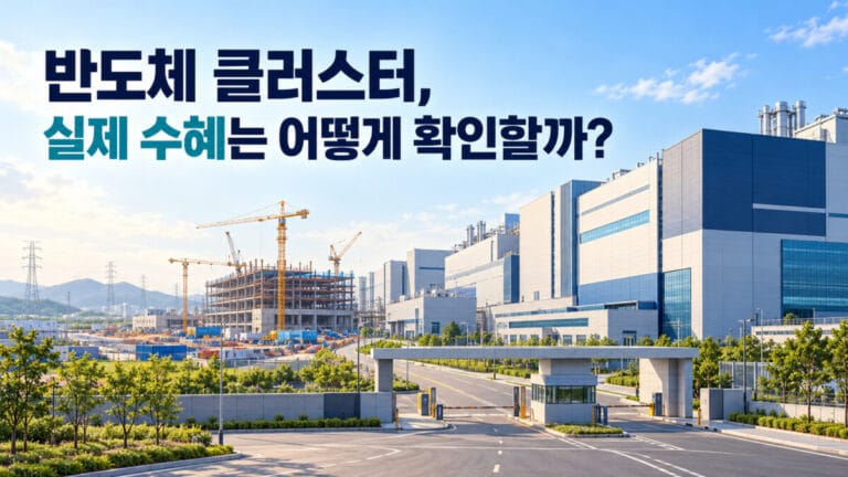 반도체 클러스터 건설 현장의 모습. 공장을 짓고 있고, 크레인등이 보인다.