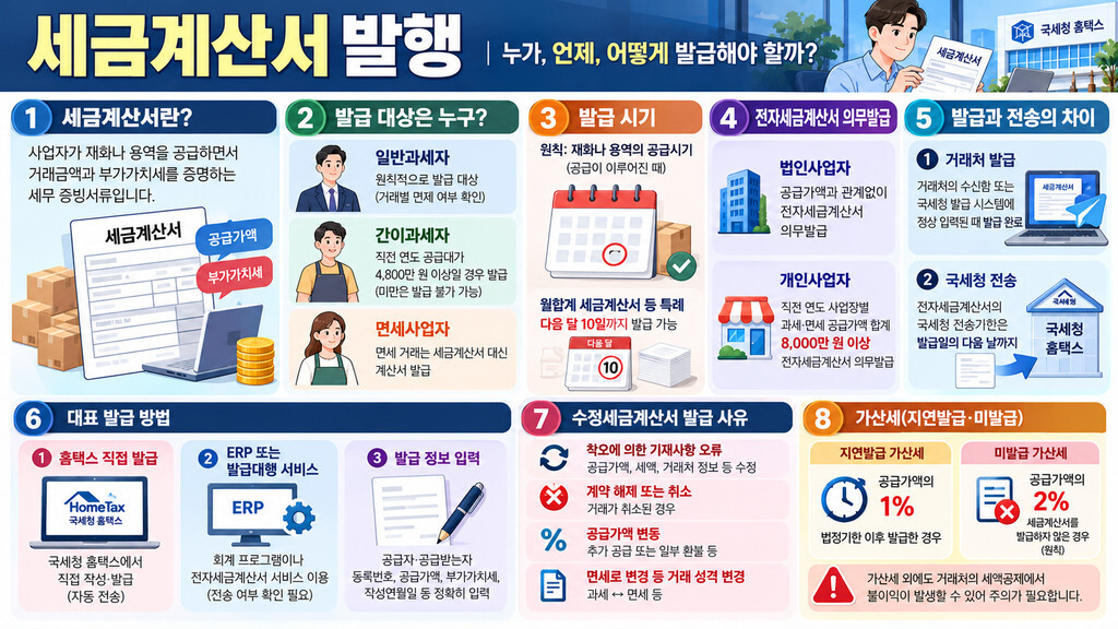 세금계산서 발행 핵심정리 인포그래픽
