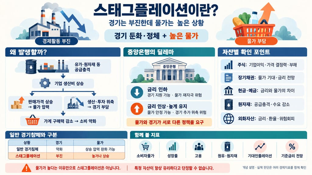 스태그플레이션 뜻과 자산별 확인 포인트 인포그래픽