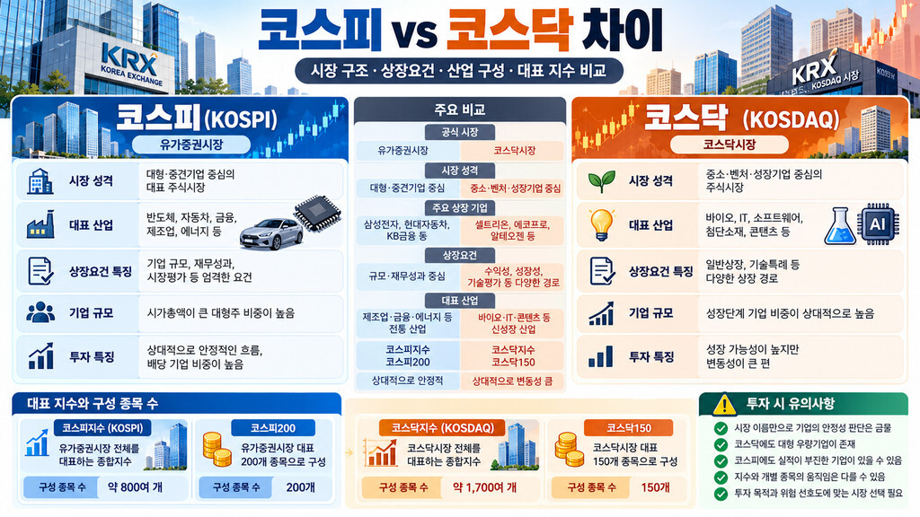 코스피 코스닥 차이 인포그래픽
