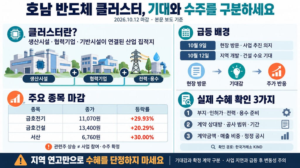 호남 반도체 클러스터, 기대와 수주 구분 인포그래픽